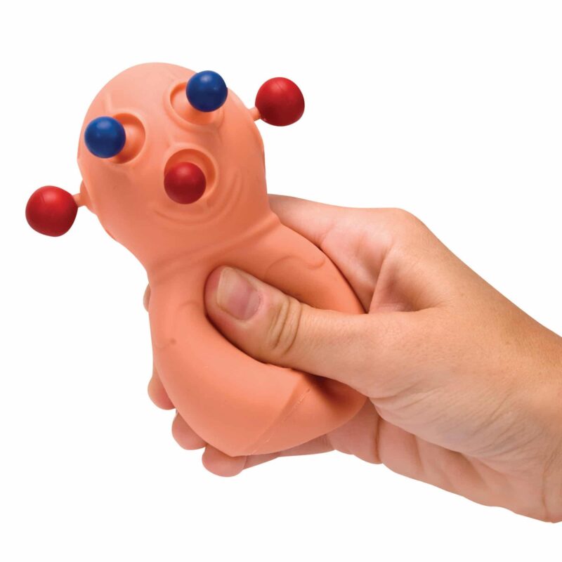Squeezing a toy and the eyes are popping out